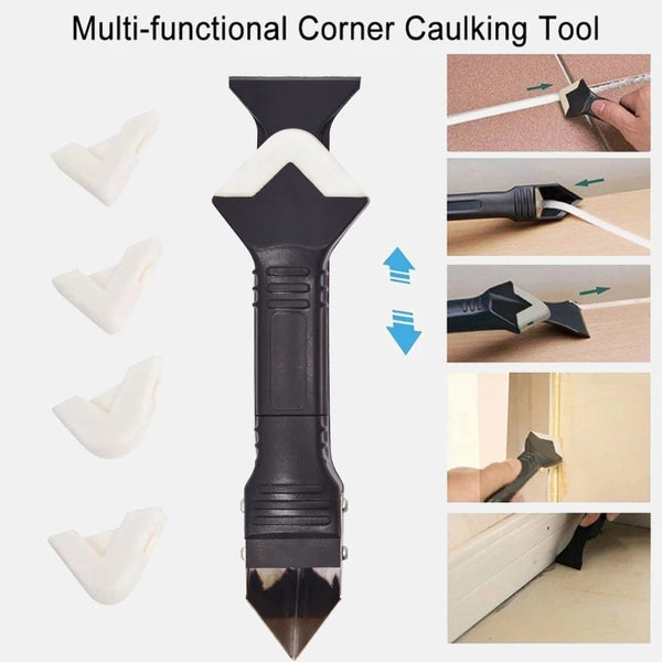 Useful 5 in 1 Multifunctional Silicone Remover Caulk Finisher Sealant Smooth Scraper Grout Kit Tools