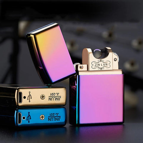 Electronic Cigarette Lighter Usb Rechargeable Windproof Pocket Double Pulse Arc ultra-thin