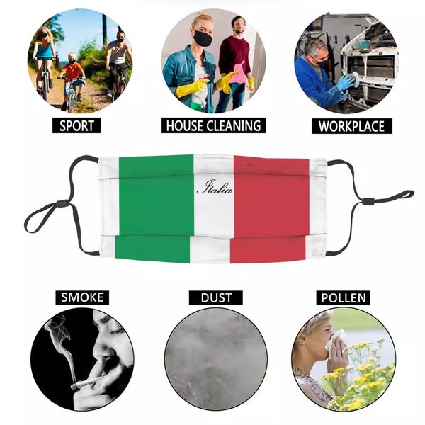 5 PCS Italian Flag of Italy Italia Non-Disposable Face Masks