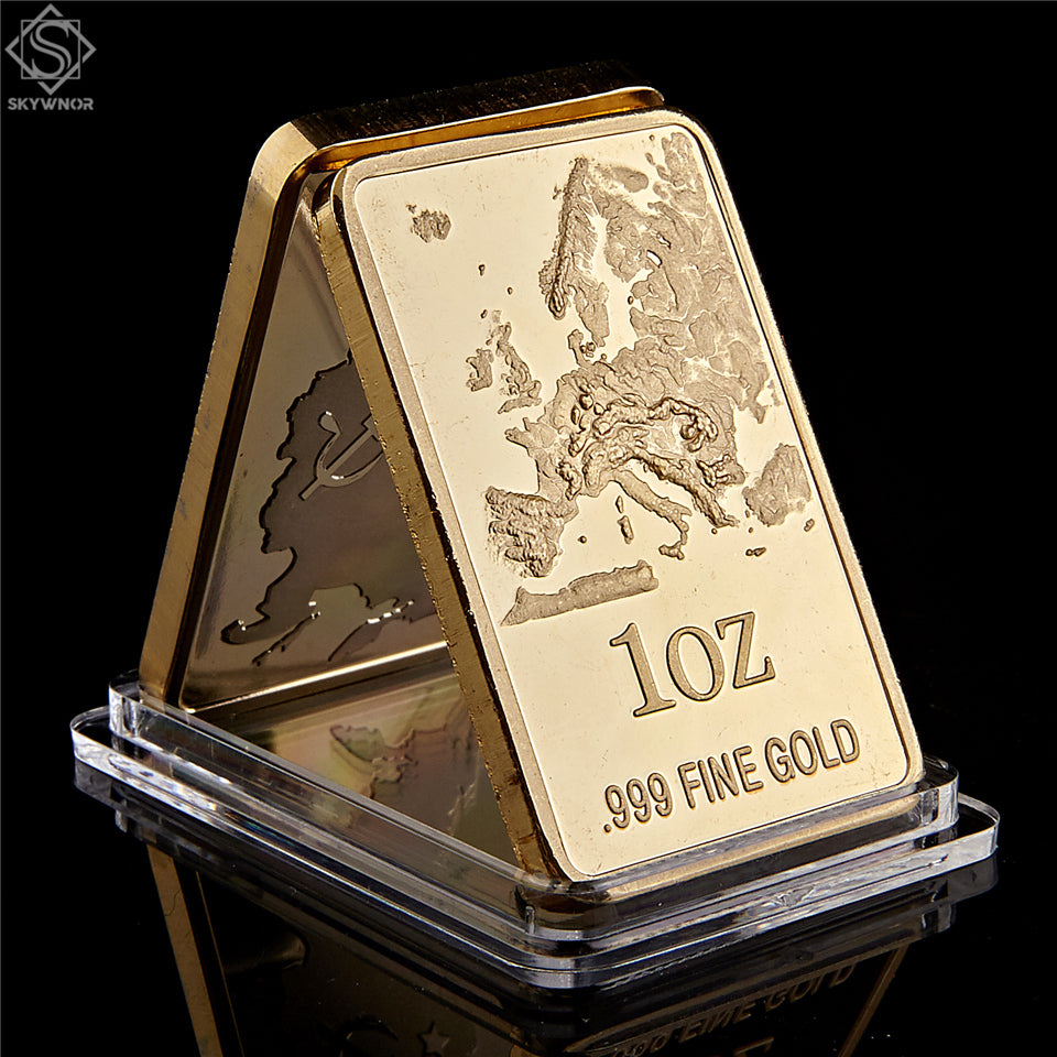 European Map Replica Gold Bar 1 OZ 999 Fine Gold Commemorative Coin Collection