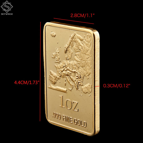 European Map Replica Gold Bar 1 OZ 999 Fine Gold Commemorative Coin Collection
