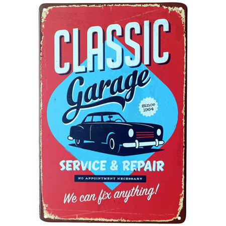7 Styles Vintage Metal Tin Sign Car Repair Shop Garage Retro Plaque Poster