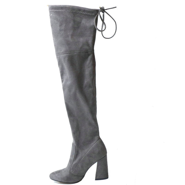 QUTAA 2019 NEW Glinni Leather Women Over The Knee Boots Lace Up