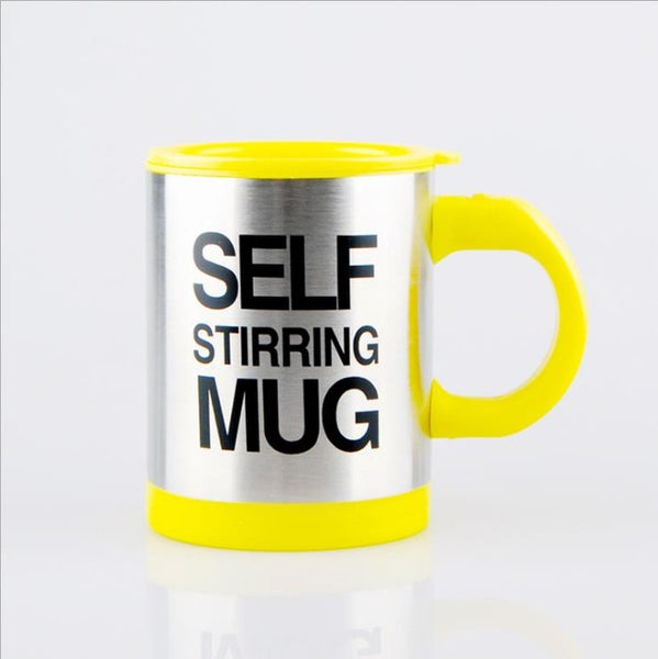 Creative Coffee Mug 400ml /13.5oz Stainless Steel Surface Cup with Lid Lazy Automatic Self Stirring