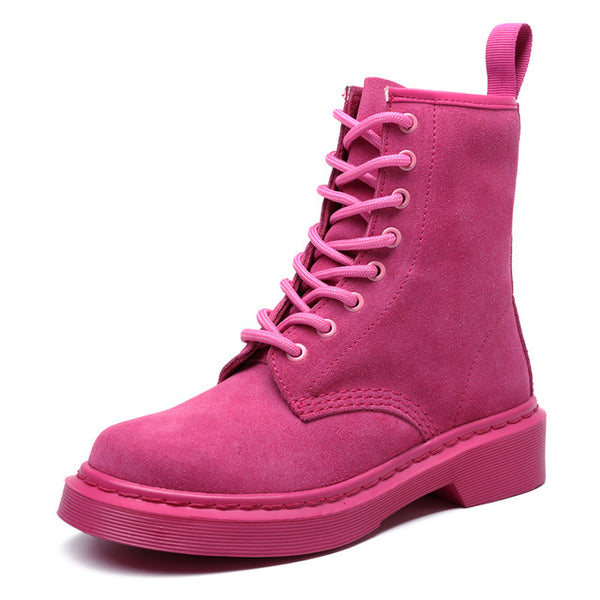 Motorcycle Women Boots Fashion Chocolate Pink Boots Shoes For Woman 2019