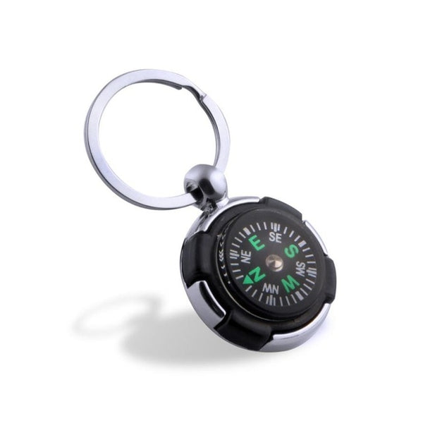 1PC Compass Outdoor Portable Alloy Silver Tire Compass Keychain Ring