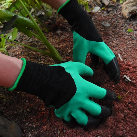 New 4 Hand Claw ABS Plastic Garden Rubber Gloves Waterproof