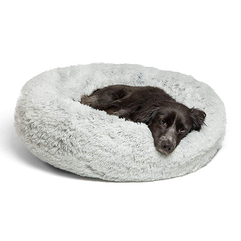 Warm Fleece Dog Bed 5 Sizes Round Pet Lounger Cushion For Small Medium Large Dogs & Cats