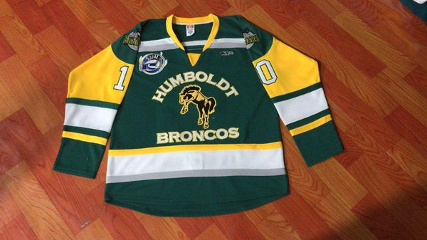 Humboldt Broncos #10 Straschnitzki #HumboldtStrong Green SJHL Double Stitched Hockey Jersey