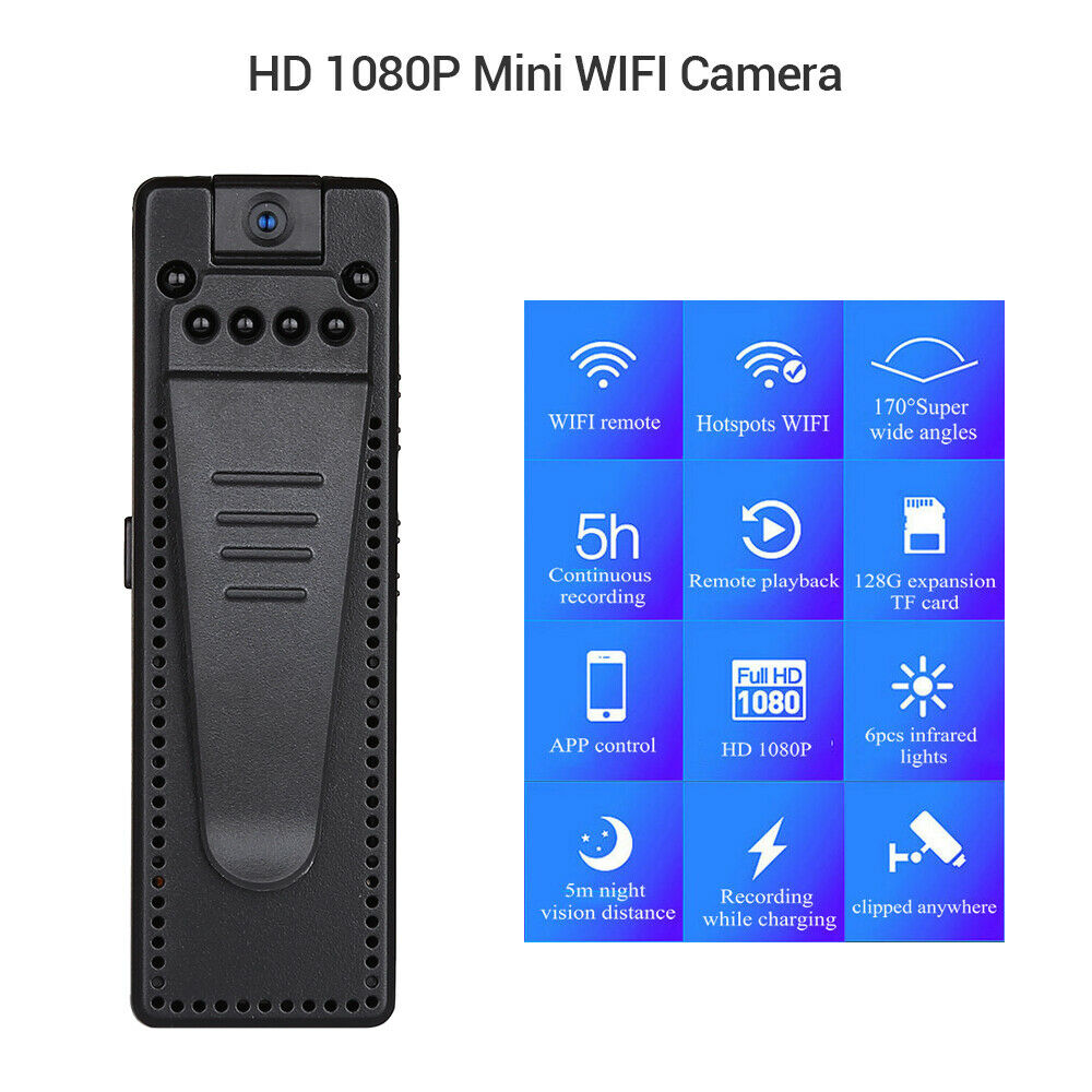 Full HD  Body Camera Voice Audio Recorder Back Clip APP Remote DV Camcorder Police Camera